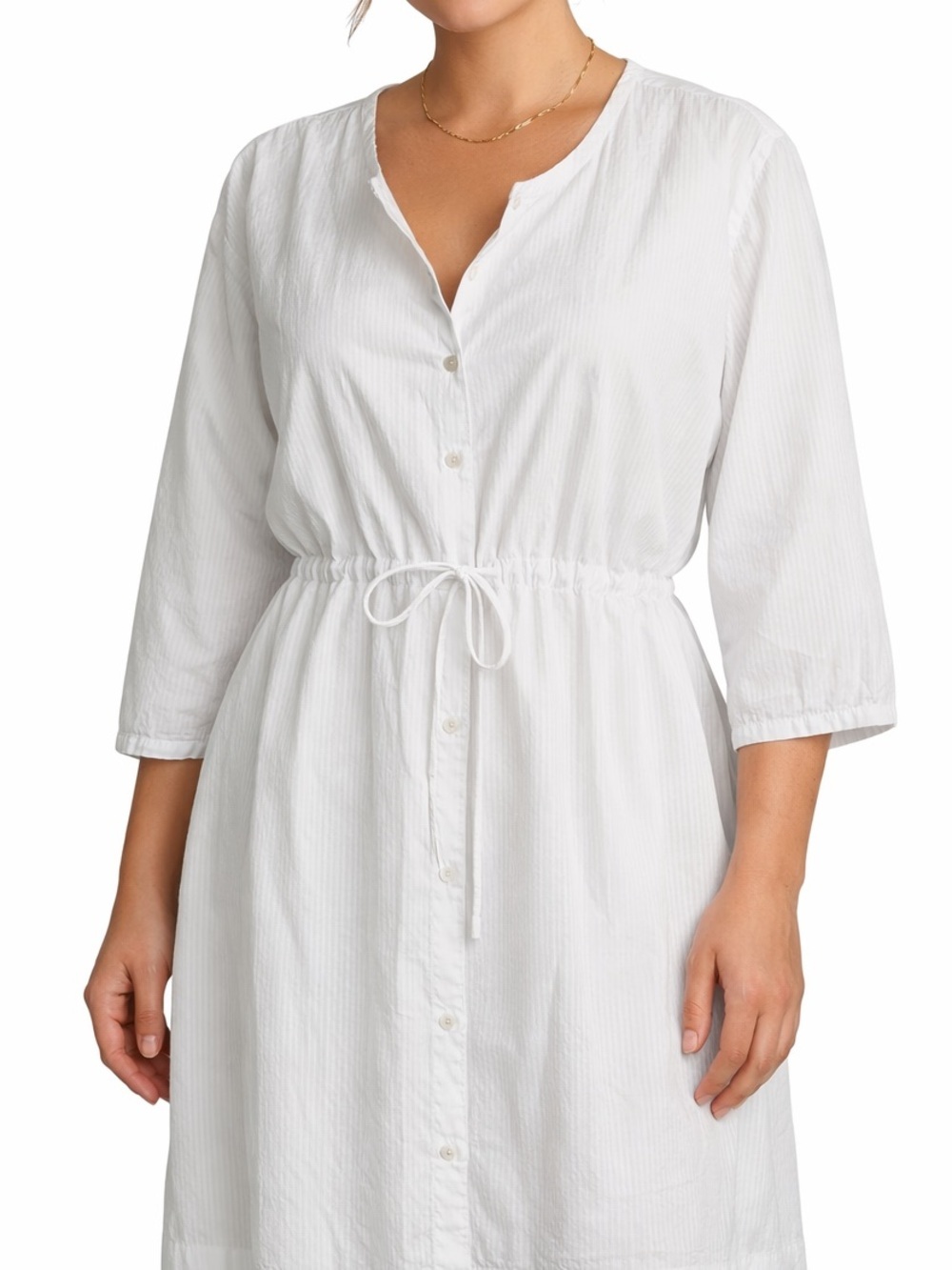 Gap White Shirtdress Night Gown Cotton Seersucker Pinstripes Maternity XL